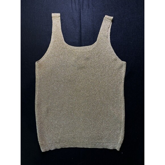 Y2K 90s Effeci Womens Vintage Gold Knit Tank Top Scoop Neck Size Medium - Picture 9 of 10